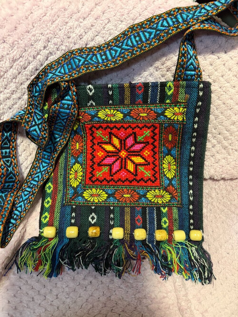 Boho Embroidered Crossbody Bag Vintage Style Tribal Hippie Festival Shoulder Bag
